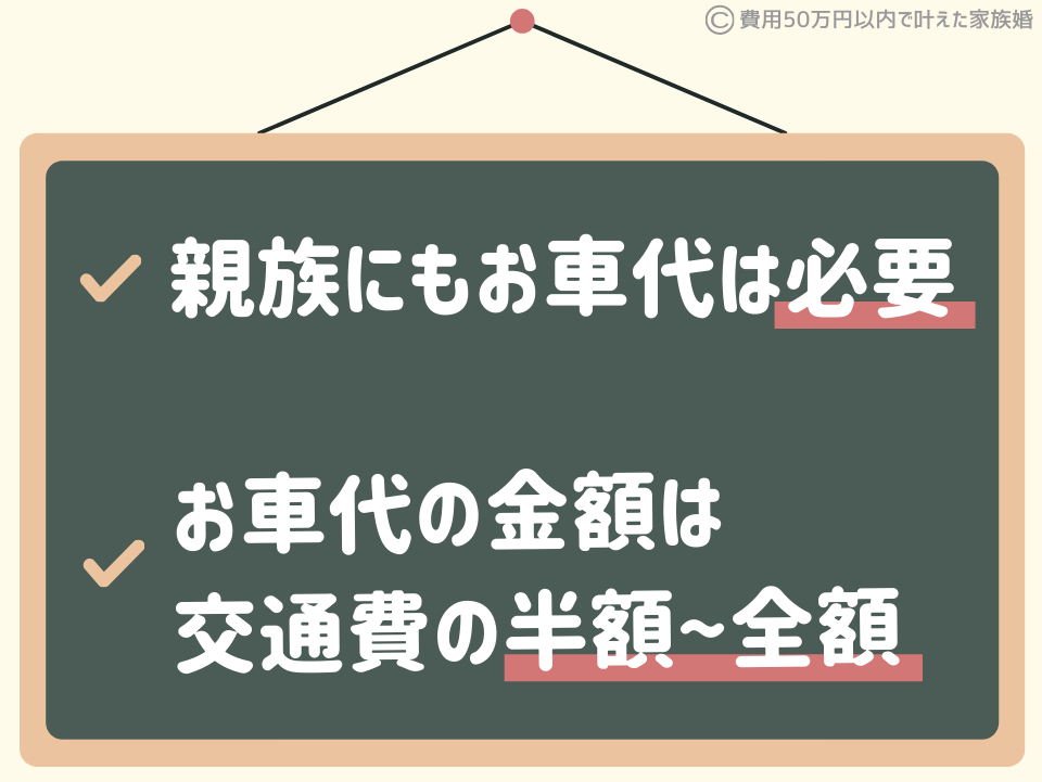 少人数・家族婚でも親族にお車代は必要