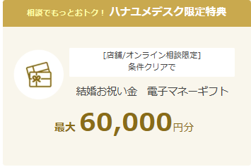 ハナユメのデスク相談なら最大6万円分GET